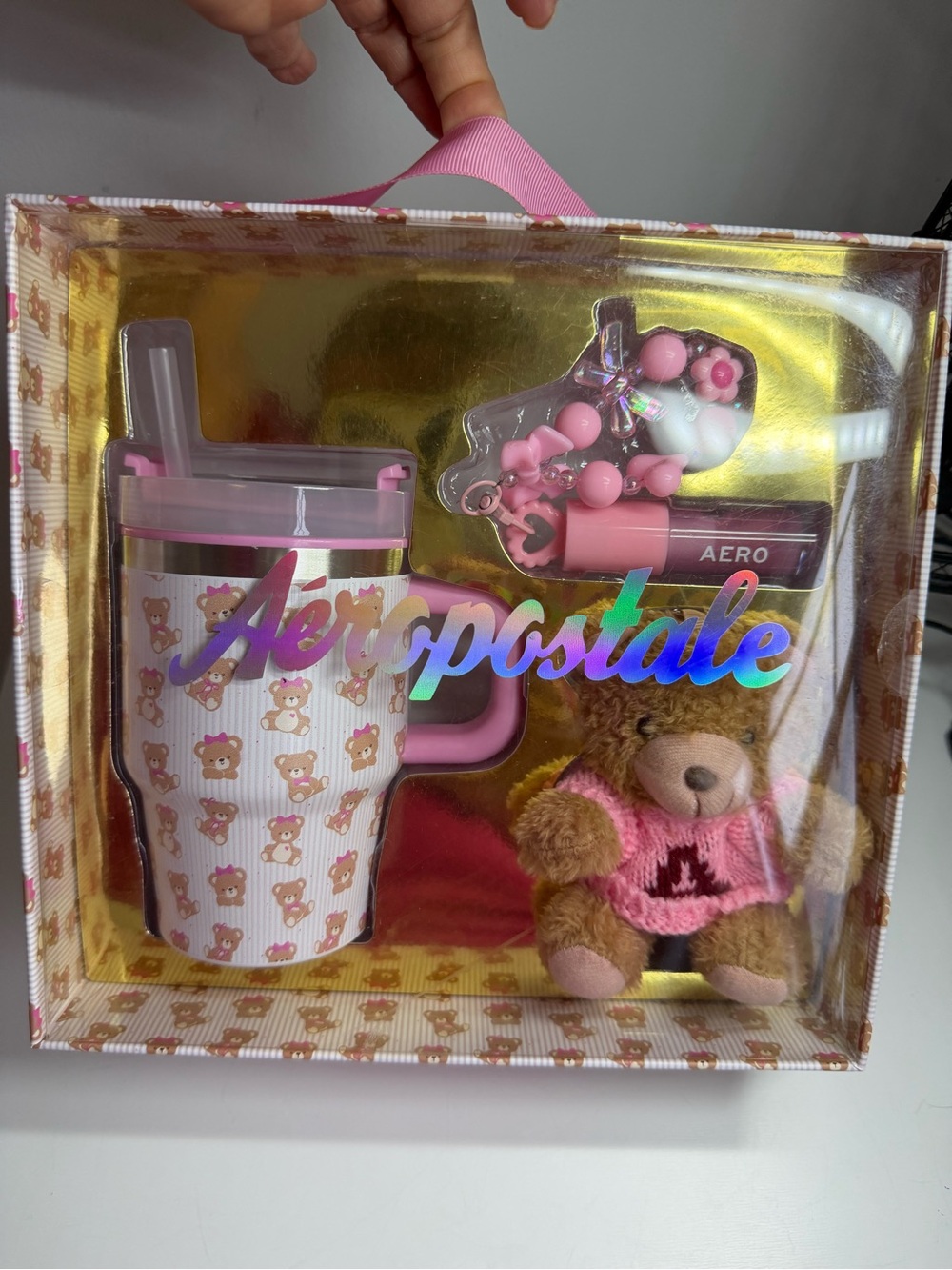 Aeropostale Pink Teddy Mug & Plush Gift Set